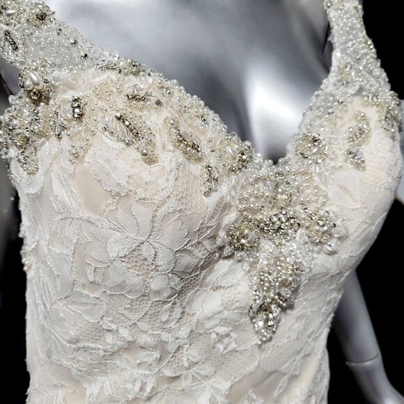 NWT~$2750~KENNETH WINSTON~6/8~IVORY EMBELLISHED LACE WEDDING DRESS BRIDAL GOWN - Picture 7 of 16
